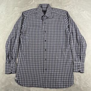Tom Ford Button Up Shirt Men's 15.5 / 39‎ Blue Plaid Check Long Sleeve Comfort